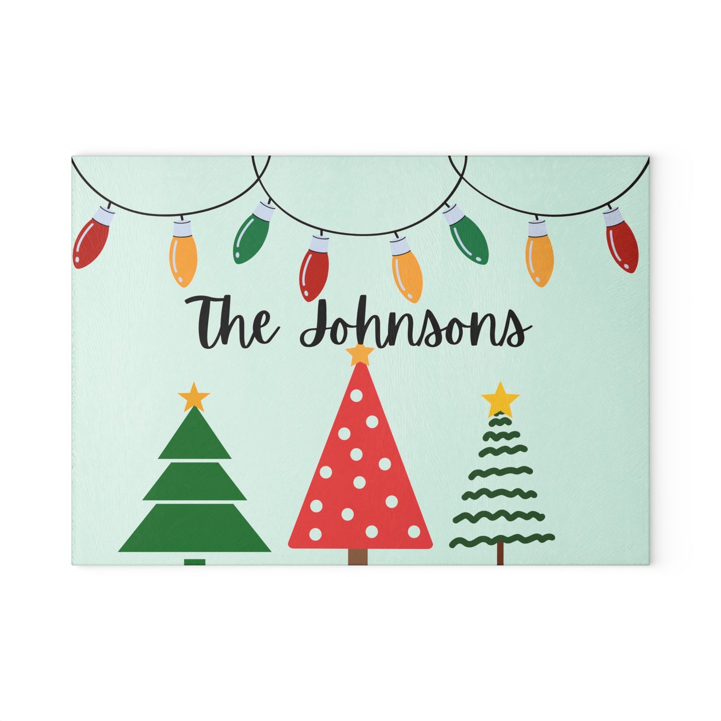 Personalized Holiday Glass Cutting Board with Festive Tree Design - Perfect for Christmas Gatherings