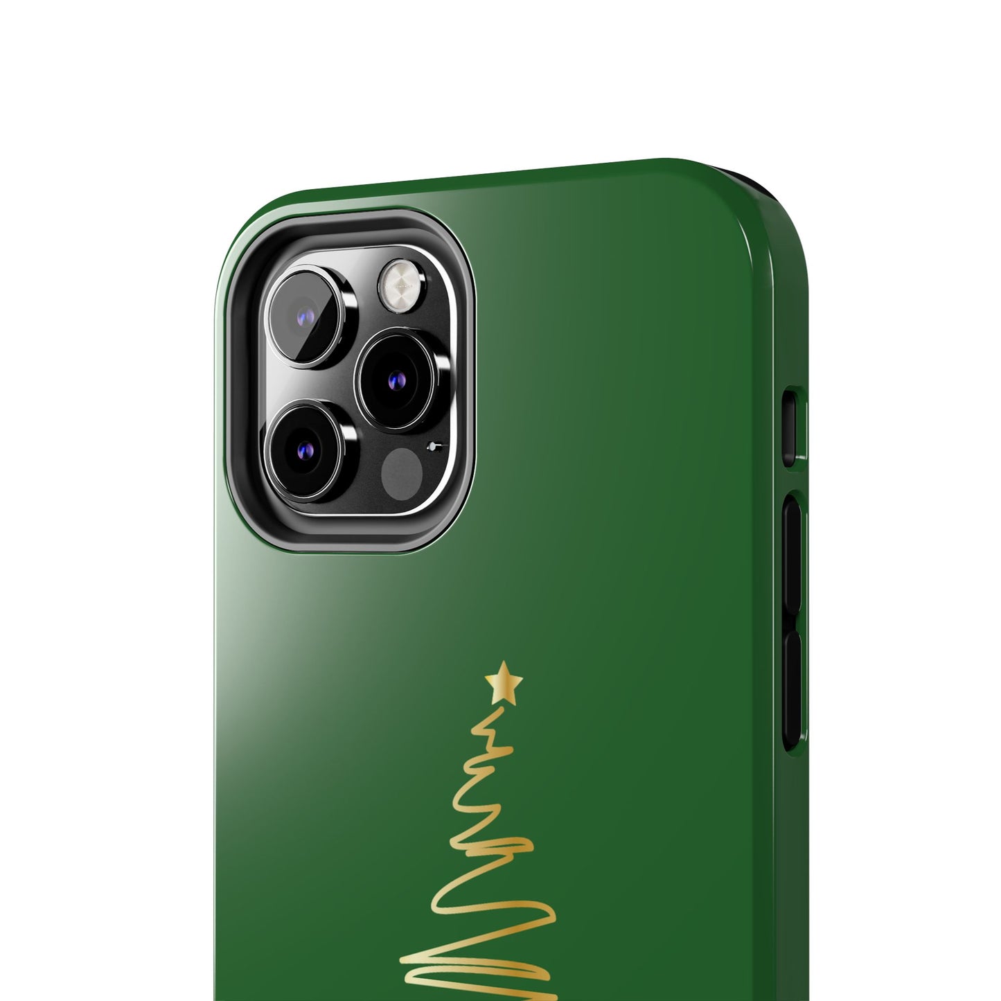 Personalized Christmas Tree Phone Case- Green and Gold