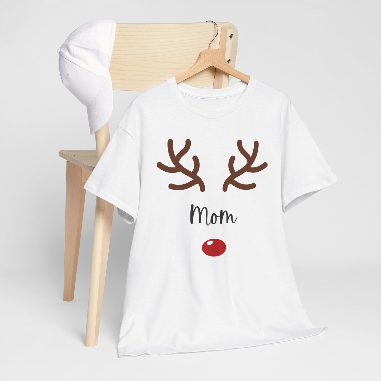 Christmas Mom Tee, Funny Holiday Shirt, Cute Gift for Mothers, Winter Outfit, Christmas Party Top, Reindeer Design Tee