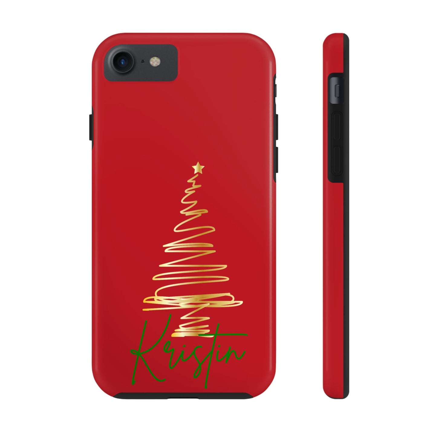 Personalized Christmas Phone Case - Red and Gold