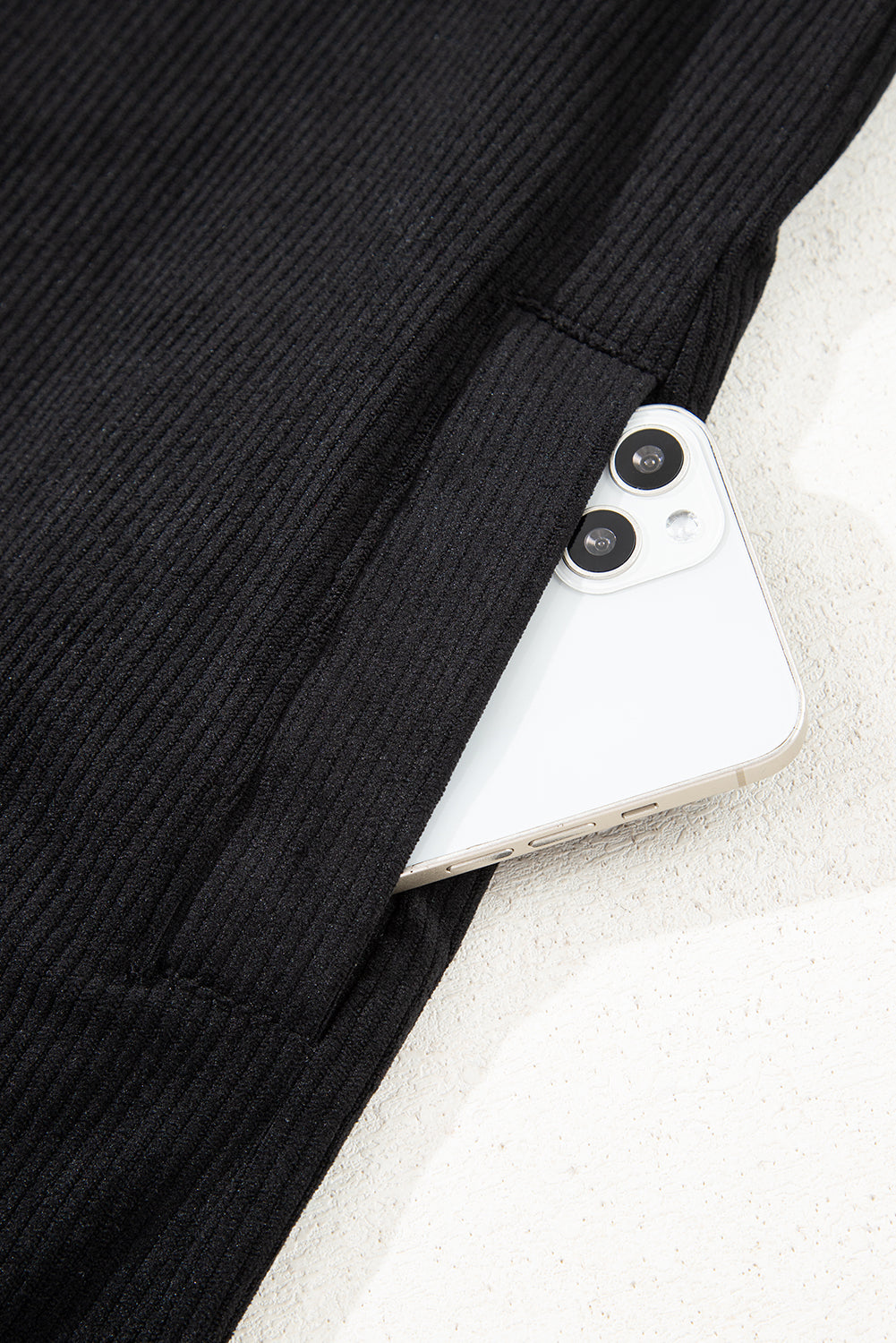 Blue Corduroy Shirt Style Full Button Long Sleeve Shift Mini Dress