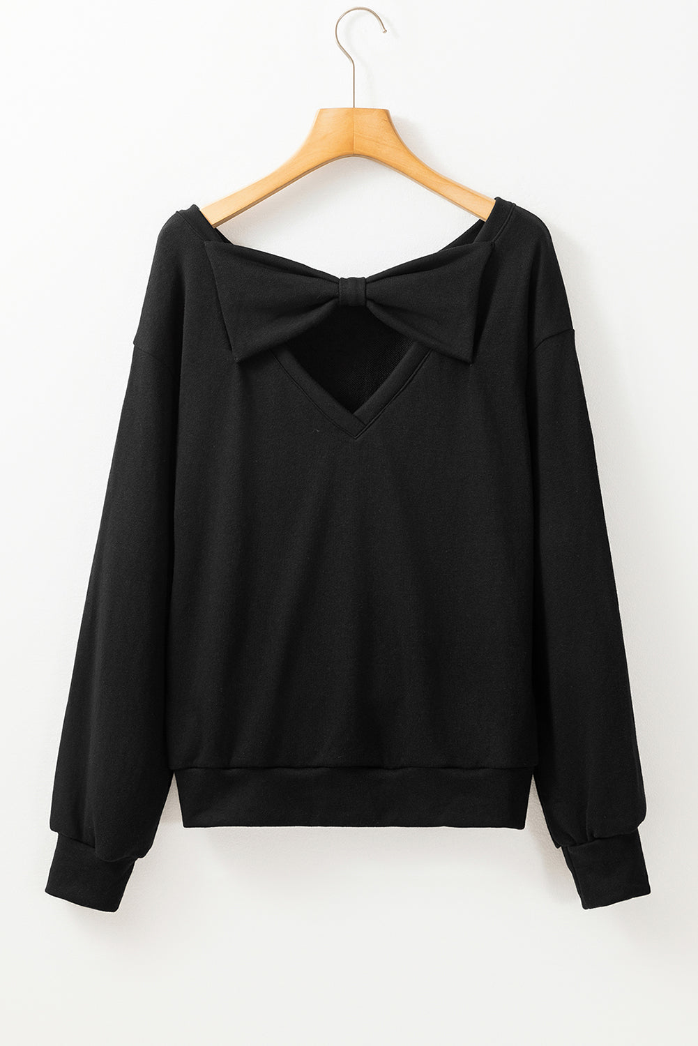 Apricot Bowknot Dewback Round Neck Sweatshirt