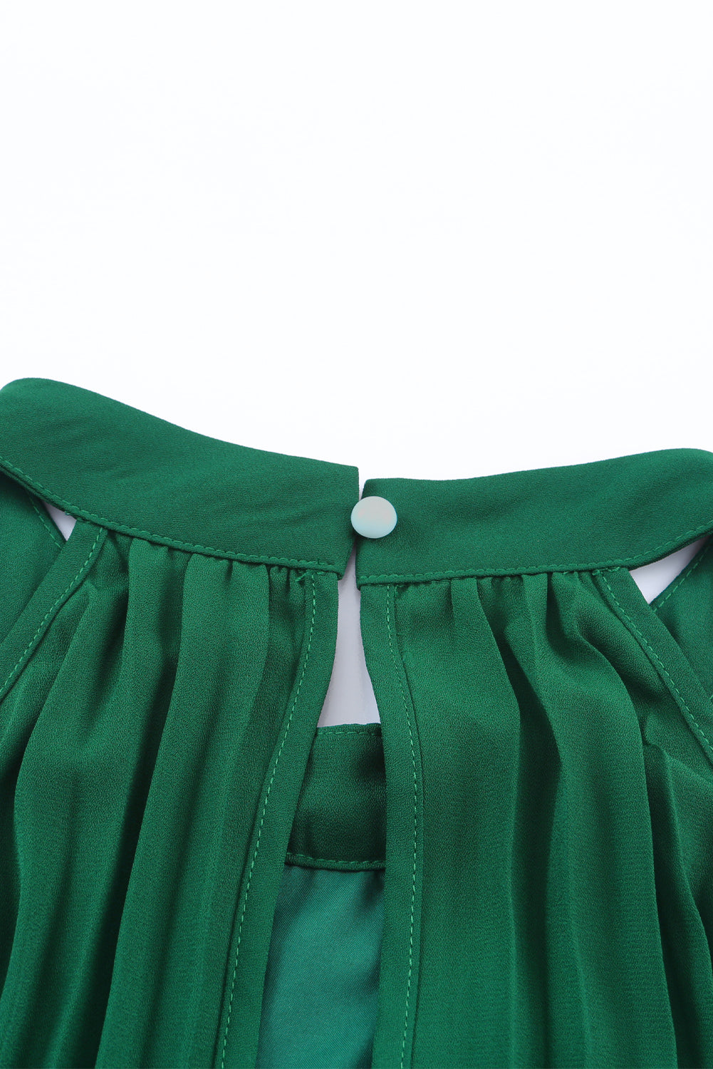 Green Halter Neck Pleated Wide Leg Jumpsuit with Belt