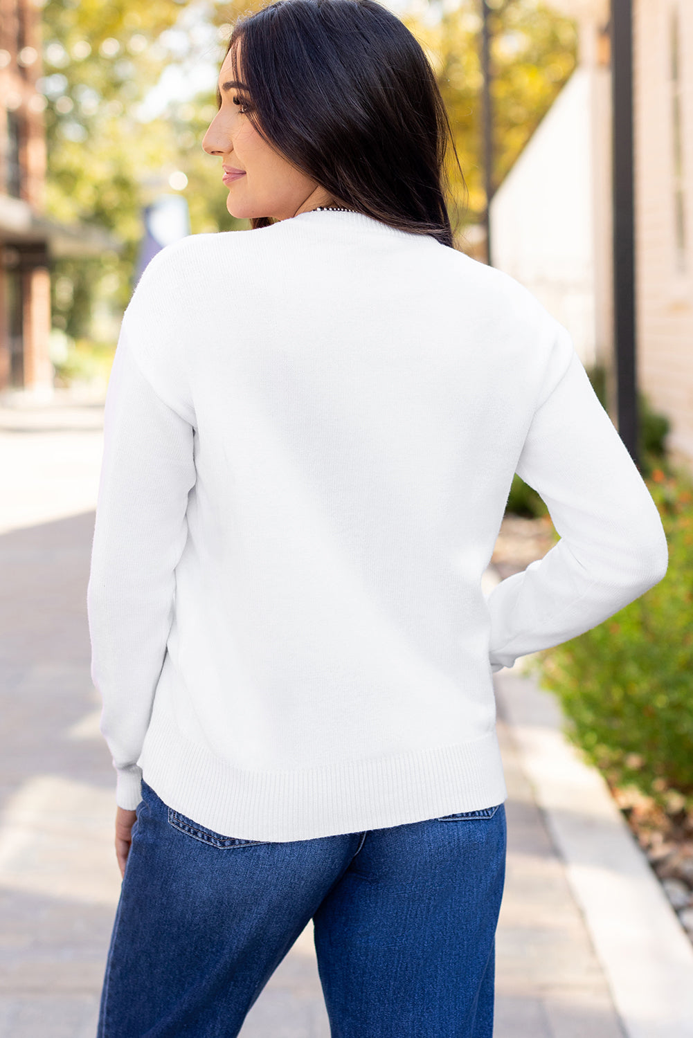 White Thankful Ivory Embroidered Sweater