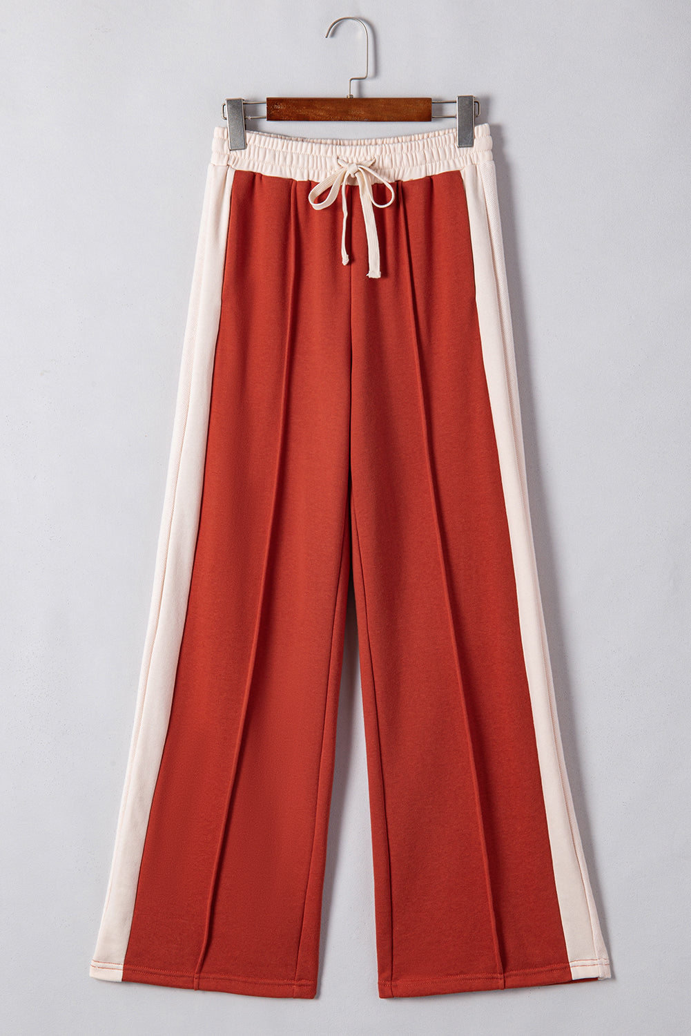 Flamingo Color Block Drawstring High Waist Wide Leg Pants